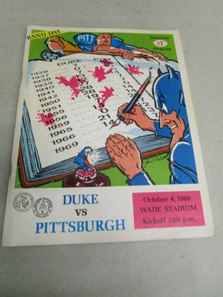 Vintage 1969 Pitt Panthers Program Duke Blue Devils Vs.  Pitt Panthers