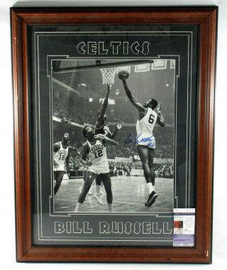 Bill Russell Signed 25x32 Framed B&w Photo Boston Celtics Jsa Auto