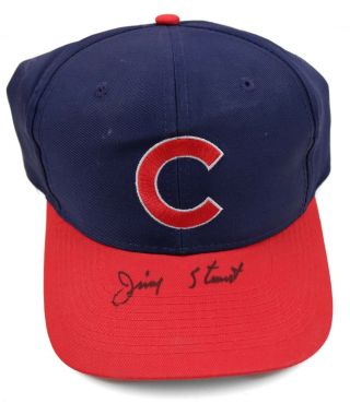 Jimmy Stewart (d.  2012) Cubs Signed Mlb Logo 7 Hat - Jsa