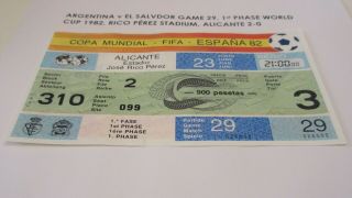 Fifa World Cup 1982 Ticket Game 29 Argentina V El Salvador