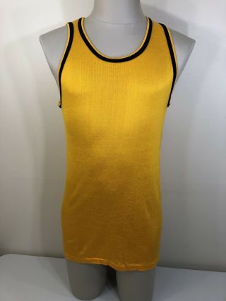 Vintage 60s Mason Athletic Wear Yellow Color Tank Jersey Vest Size Small Fit S
