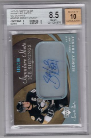Sidney Crosby 2007 - 08 Ud Sweet Shot Signing Autograph 3/100 Bgs 8.  5 W/ 10 Auto