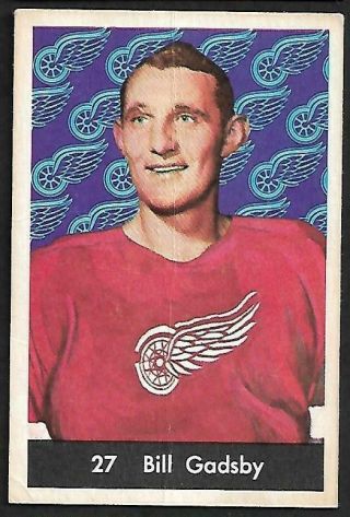 1961 - 62 Parkhurst Nhl Hockey 27 Bill Gadsby,  Detroit Red Wings