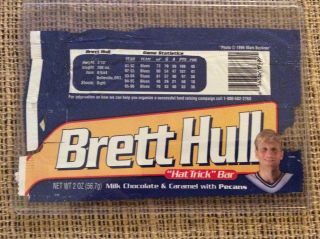 Brett Hull St.  Louis Blues 1996 Nhl Hockey " Hat Trick " Candy Bar Wrapper W/stats