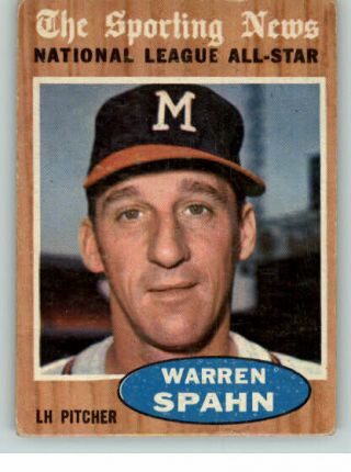 1962 Topps 399 Warren Spahn A.  S.  Braves Vg - Ex Set Break 328941 (kycards)