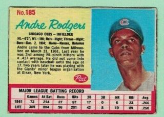 1962 Post Cereal Baseball 185 Andre Rodgers Chicago Cubs