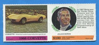1968 American Oil Winners Circle Card Panel Corvette Car And Julius Boros Golf