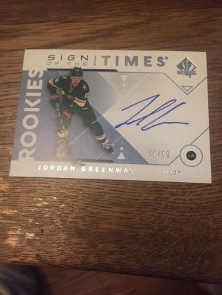 2018 - 19 Upper Deck Sp Authentic Sign Of The Times Rookie Auto Jordan Greenway