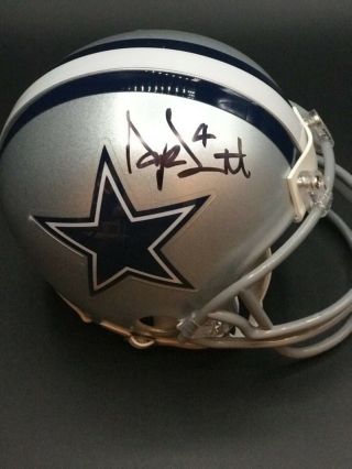 Dak Prescott Autographed/signed Dallas Cowboys Speed Helmet W/ Leaf