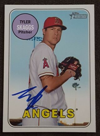 Tyler Skaggs Signed 2018 Topps Heritage Baseball Card 572 Angels Auto
