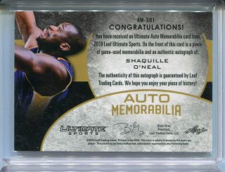 2019 Leaf Ultimate Sports Shaquille O ' Neal Auto Game Patch ed 5/12 2