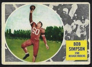 1960 Topps Cfl Football: 65 Bob Simpson,  Ottawa Rough Riders