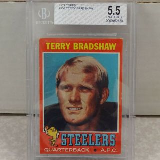 Bgs 5.  5,  1971 Topps 156 Terry Bradshaw Pittsburgh Steelers