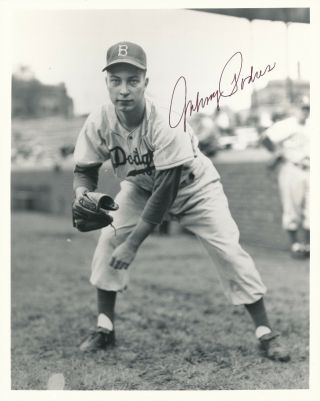 Johnny Podres Autograph 8x10 Photo Brooklyn Dodgers 4 W.  S 1955 W.  S Mvp 148 Wins