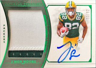 2018 National Treasures J’mon Moore Green Rookie Patch Auto Autograph /82 Rc Rpa