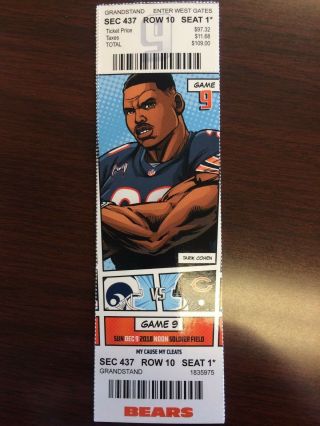 Chicago Bears Vs Los Angeles Rams Ticket Stub 12/9/2018 At Soldier Field