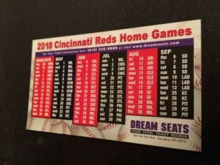 2018 Cincinnati Reds & Cleveland Indians Baseball Pocket Schedule Dream Version