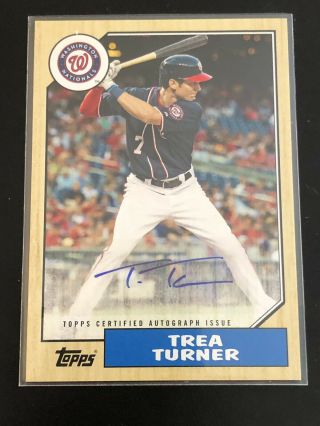 2017 Topps Series 1 Trea Turner Auto 30th Anniversary 1987 Topps Baseball