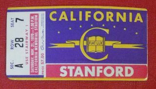 Stanford Vs.  California Big Game Ticket Stub - 68th Big Game,  November 21,  1970
