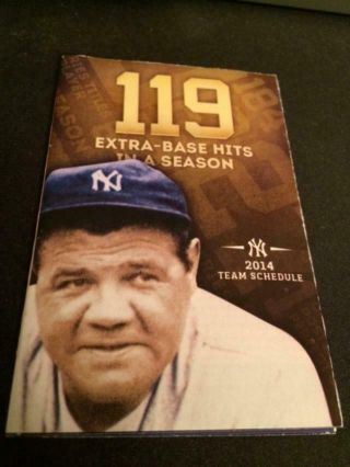 2014 York Yankees Baseball Pocket Schedule At&t Version Babe Ruth