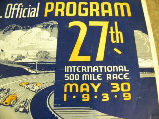 1939 Indianapolis Motor Speedway International 500 Mile Race Official Program