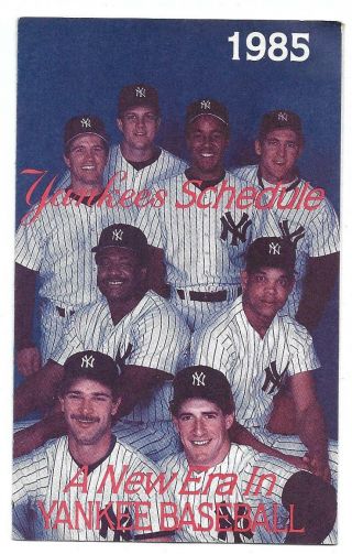 1985 York Yankees Tri - Fold Pocket Schedule - Mattingly Righetti Baylor,
