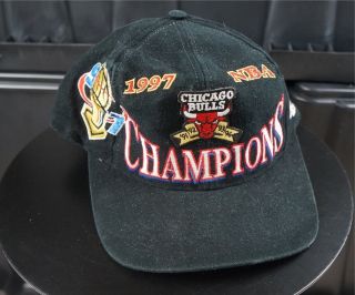 Rare Vintage Logo Athletic Chicago Bulls 1997 Nba Champions Snapback Hat Cap 90s