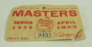 April 1970 Augusta National Golf Club Masters Four Day Badge Billy Casper Wins