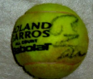 Rafael Nadal Signed French Open Tennis Ball With Roland Garros Red Clay On Ball
