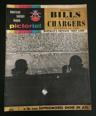 Vintage 1966 Buffalo Bills Afl Program Vs.  San Diego Chargers