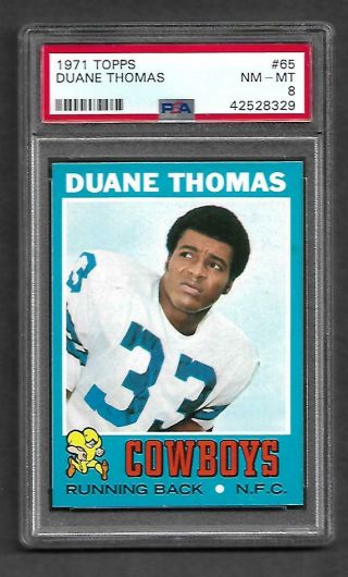 1971 Topps Football Duane Thomas 65 Dallas Cowboys Psa 8 Nm - Mt (rookie)