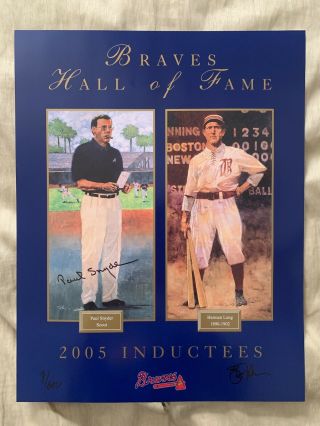 Paul Snyder Autographed Braves Hall Of Fame Lithograph Herman Long Atlanta