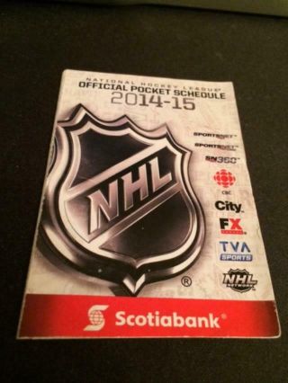 2014 - 15 Nhl Hockey League Pocket Schedule Scotia Bank Version