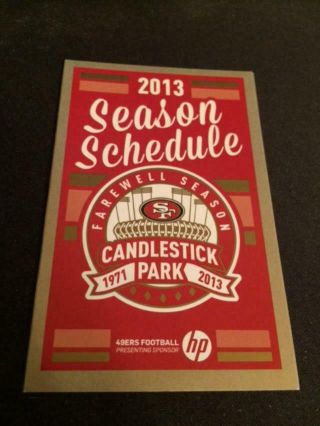 2013 San Francisco 49ers Football Pocket Schedule Levi 