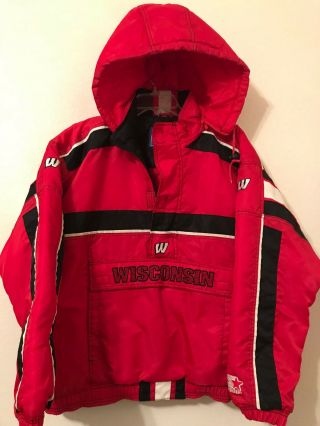 Starter University Of Wisconsin Badgers Pullover Jacket Size L