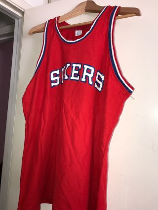 Vintage Sand Knit Champion Philadelphia 76ers Sixers Blank Team Jersey 80s