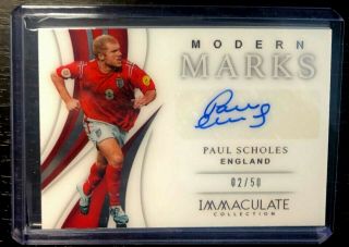 2/50 Paul Scholes 2018 - 19 Immaculate Soccer Modern Marks Autograph Auto England