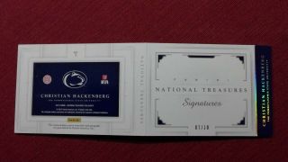 2016 NATIONAL TREASURES DUAL 2 Color Patch 7/10 AUTO CHRISTIAN HACKENBERG PENN S 2