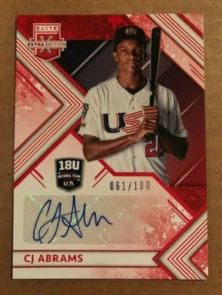 Cj Abrams 2018 Usa Baseball Contenders Rack Pack Red Auto 61/100 Padres 2019