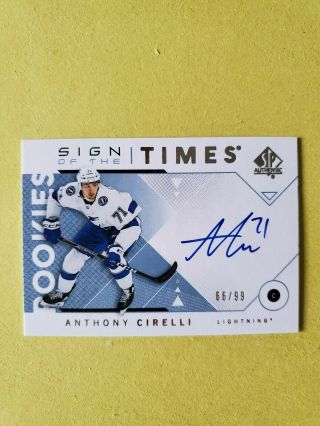2018 - 19 Upper Deck Spa Sign Of The Times Auto Anthony Cirelli /99