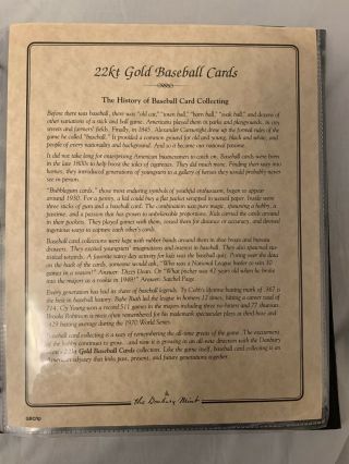 Danbury 22k Gold Baseball Cards Complete Set of 50 in Binder; Babe Ruth 2