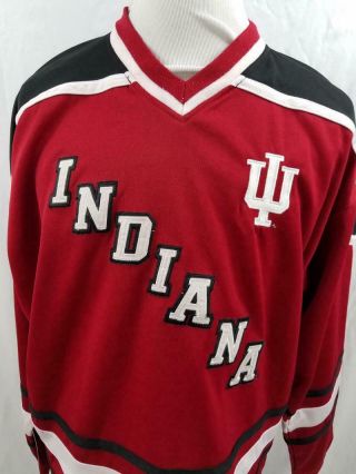 Indiana Hoosiers Mens L Xl Red Home Hockey Sewn Jersey Ncaa Steve & Barrys