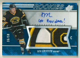 2014 - 15 Upper Deck Spx Rookies Logo Patch Auto Seth Griffith 162 36/50
