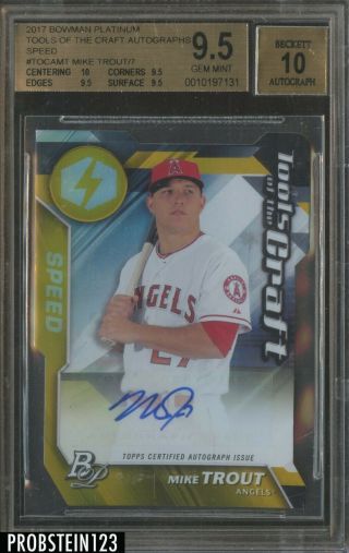 2017 Bowman Platinum Tools Of The Craft Speed Mike Trout Auto 1/7 Bgs 9.  5