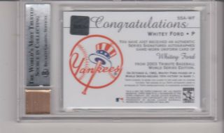2003 Topps Tribute World Series Signature Relics Whitey Ford BGS 9 Auro 10 2