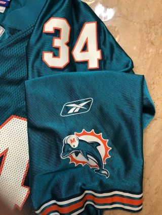 Ricky Williams Miami Dolphins VINTAGE Reebok NFL Equipment Jersey 4