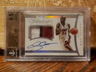 Ray Allen 2014 - 15 Flawless Momentous Sick Patch On Card Auto 9/20 Gem 9.  5