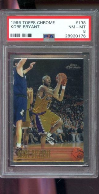 1996 - 97 Topps Chrome 138 Kobe Bryant Rookie Rc Psa 8 Graded Basketball Card