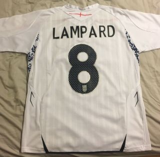 England Umbro Soccer Jersey Men ' s Medium 8 Lampard Pre owned, 2