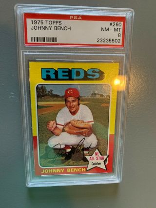 Johnny Bench Cincinnati Reds 1975 Topps Trading Card Psa Graded 8
